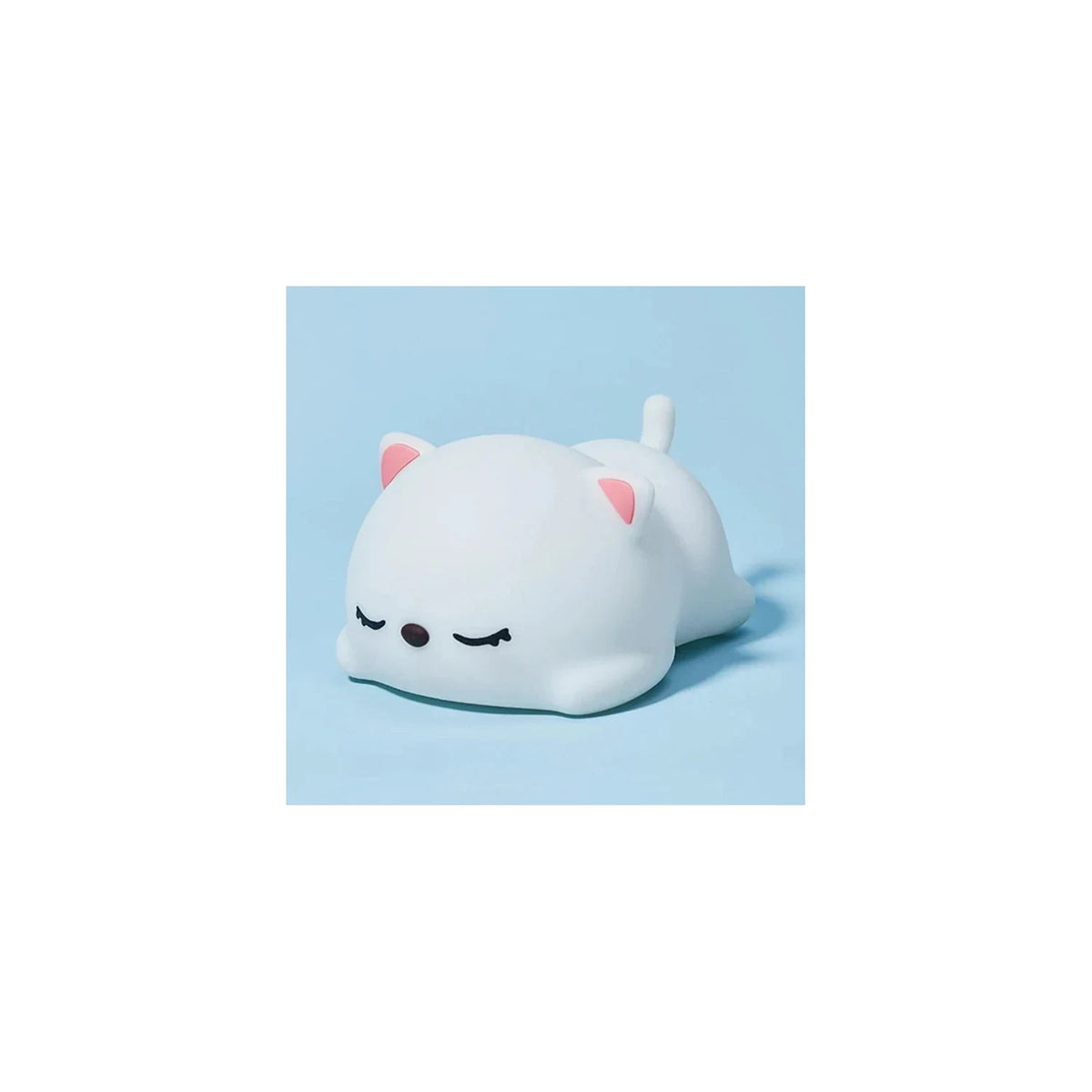 Cute Sleeping Cat Silicone LED Night Light by AUVIELIGHT, L 5.4″ × W 3.86″ × H 3″ / White