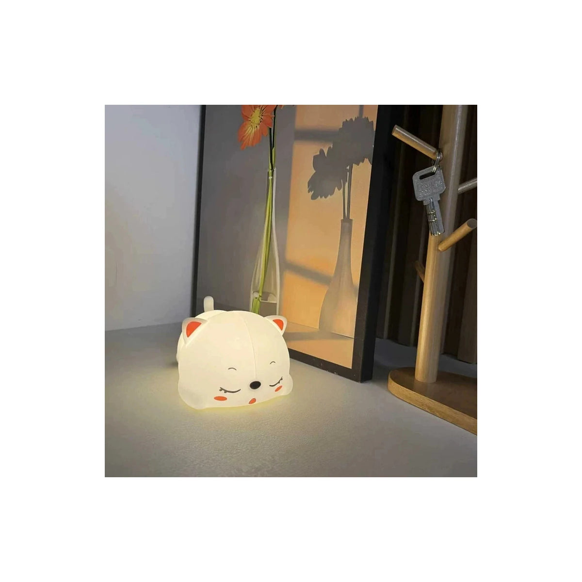 Cute Sleeping Cat Silicone LED Night Light by AUVIELIGHT