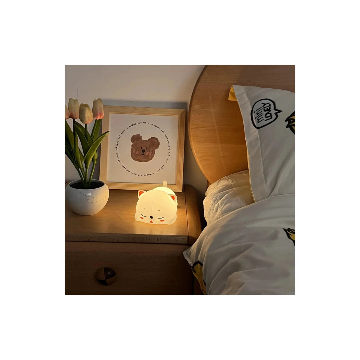 Cute Sleeping Cat Silicone LED Night Light by AUVIELIGHT