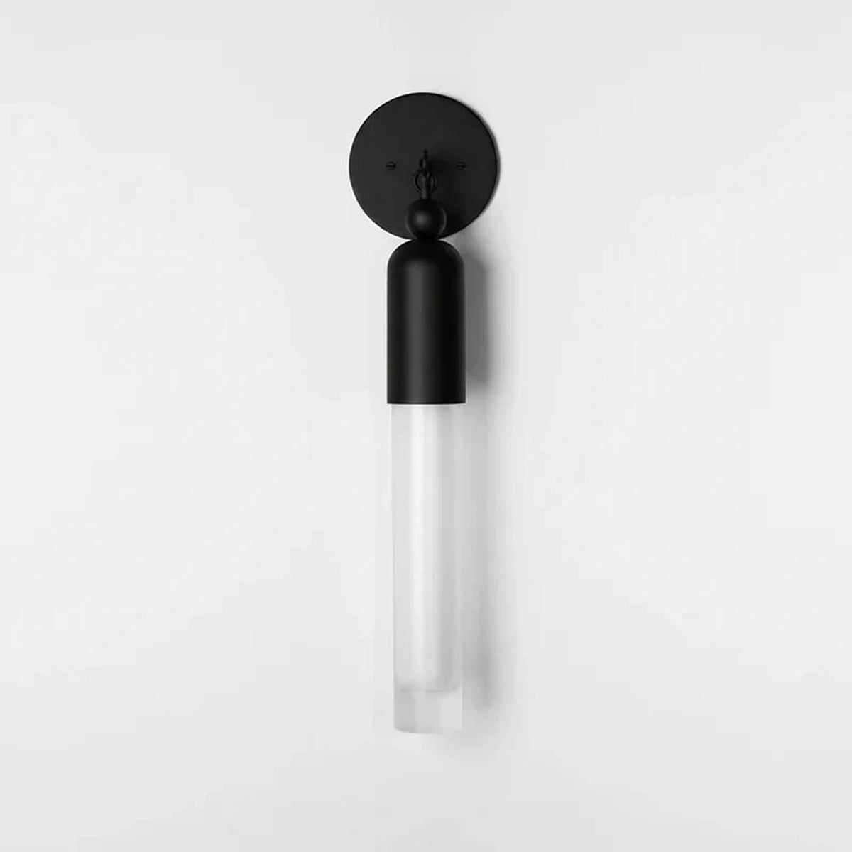 Cylindrical Wall Light in frosted for Hallway by AUVIELIGHT, D 12.5cm x H 51cm / ∅ 4.9″ x H 20.1″ / Black & Opaque / Opaque glass lampshade