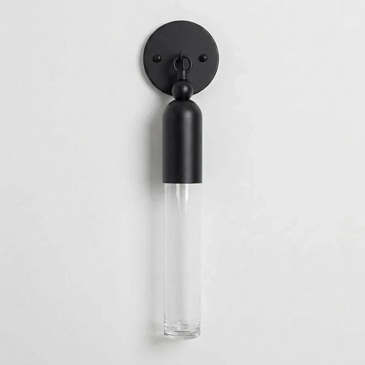 Cylindrical Wall Light in frosted for Hallway by AUVIELIGHT, D 12.5cm x H 51cm / ∅ 4.9″ x H 20.1″ / Black & Opaque / Clear glass lampshade