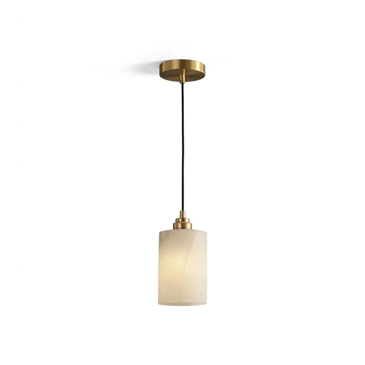 Cylindro Alabaster Pendant Light by AUVIELIGHT, Ø 4.8" x H 8.7" / Black & White