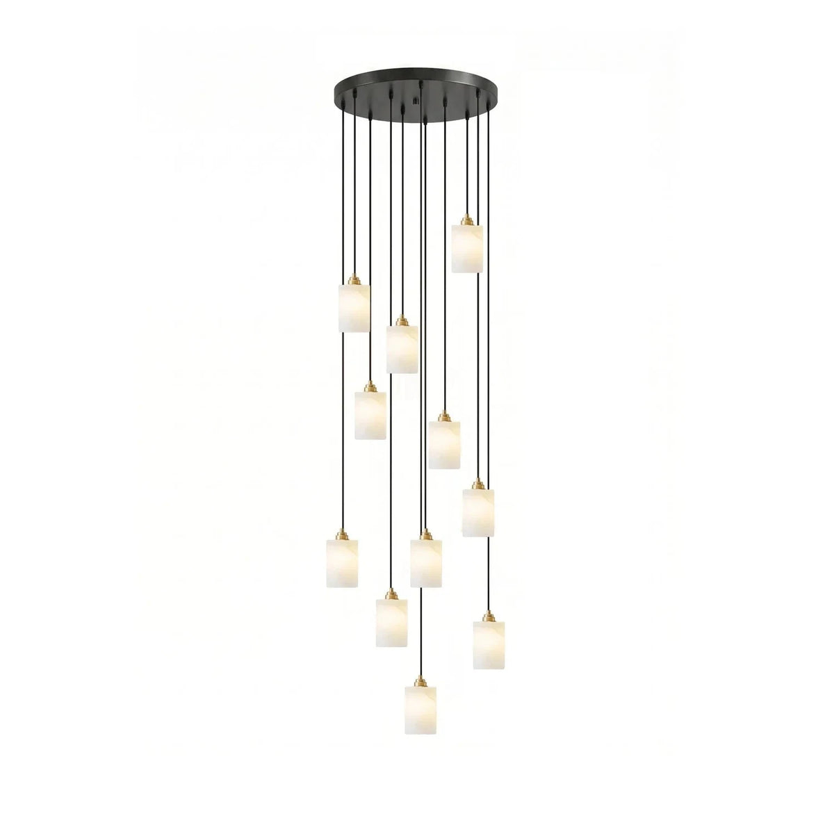 Cylindro Alabaster Pendant Light by AUVIELIGHT, Ø 19.7"x H 137.8" / Black & White