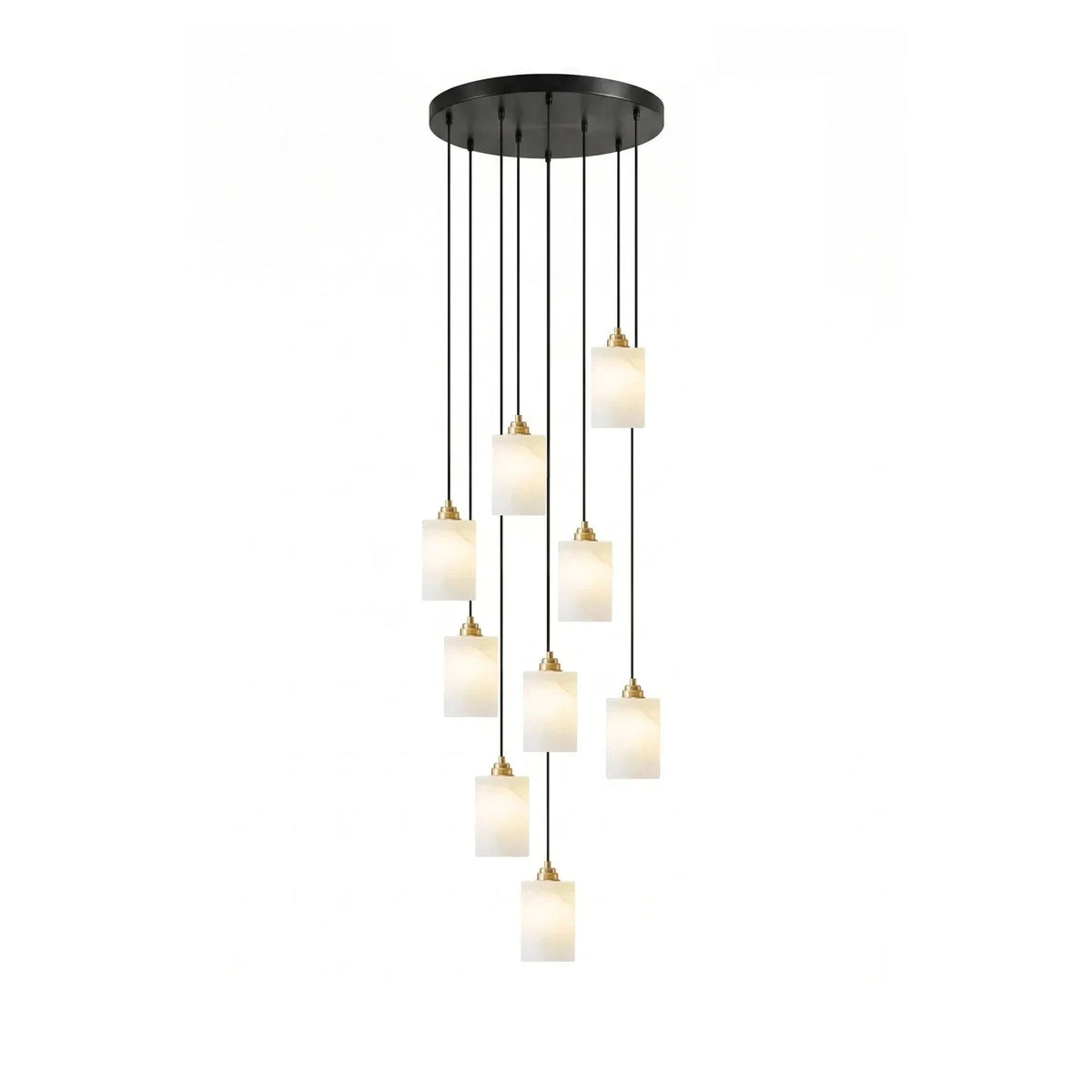 Cylindro Alabaster Pendant Light by AUVIELIGHT, Ø 17.7"x H 118.1" / Black & White