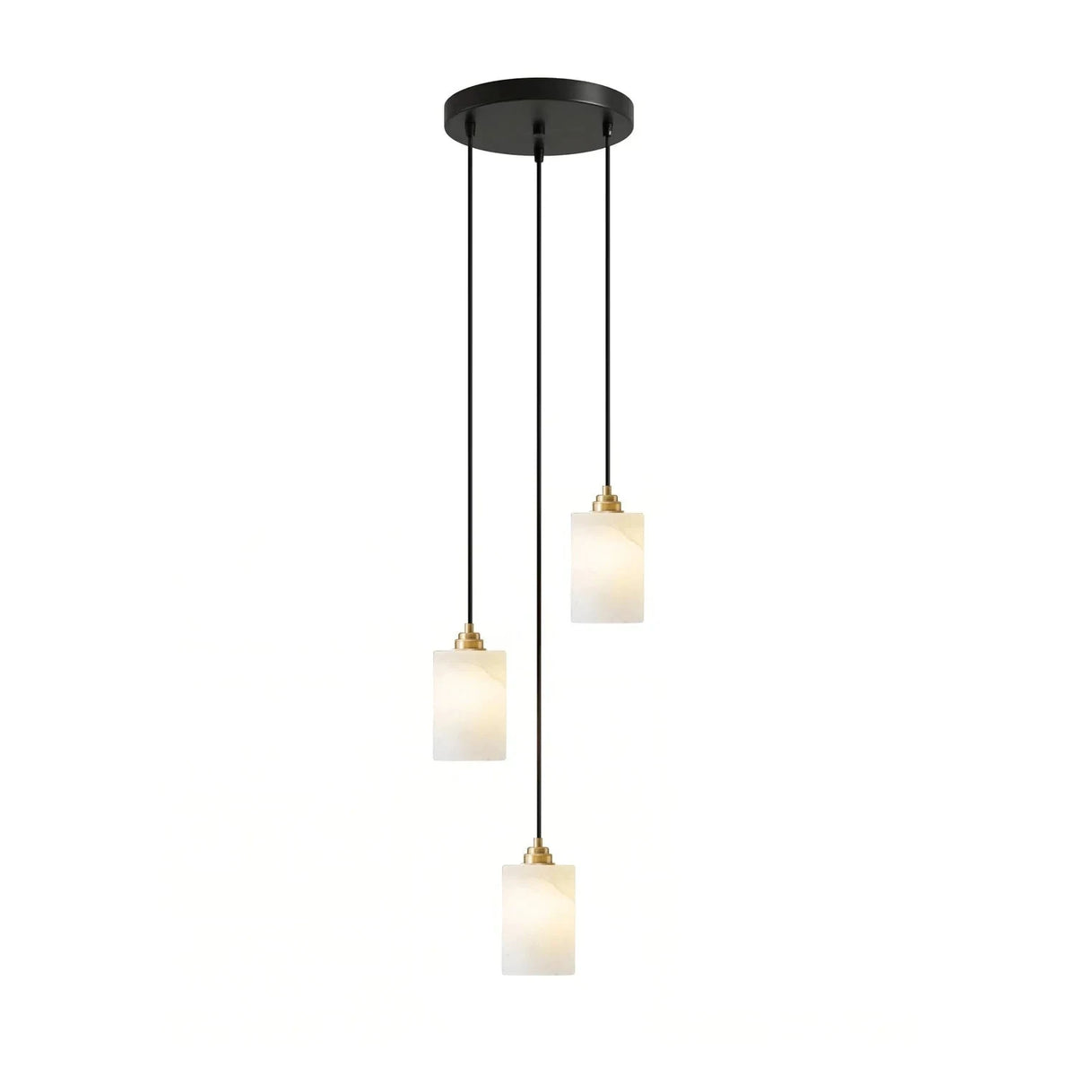 Cylindro Alabaster Pendant Light by AUVIELIGHT, Ø 7.9" x H 59.1" / Black & White