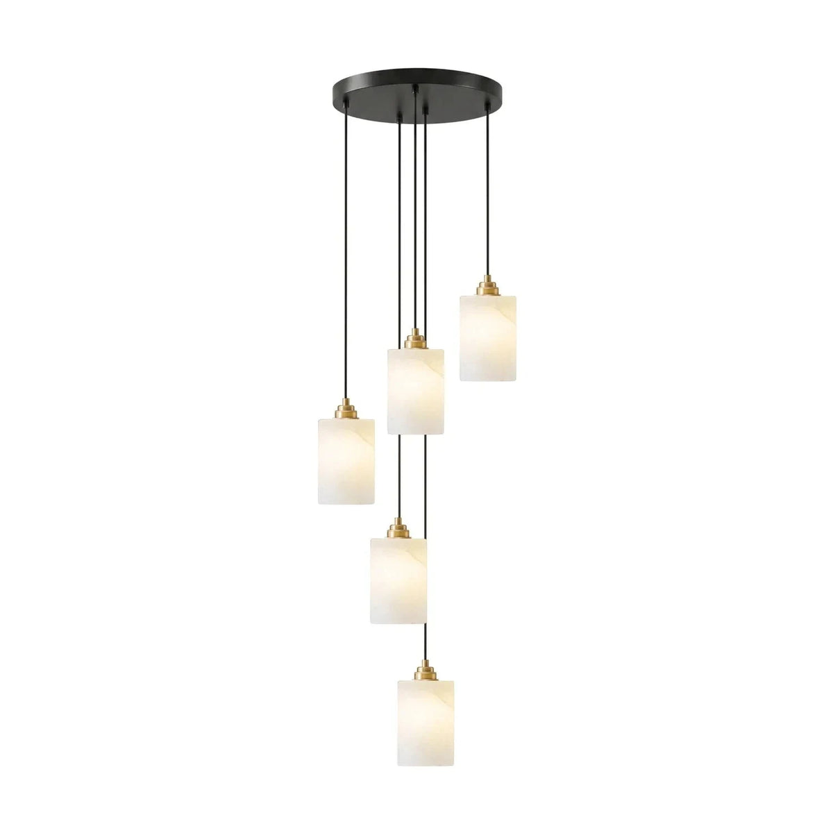 Cylindro Alabaster Pendant Light by AUVIELIGHT, Ø 11.8" x H 78.7" / Black & White