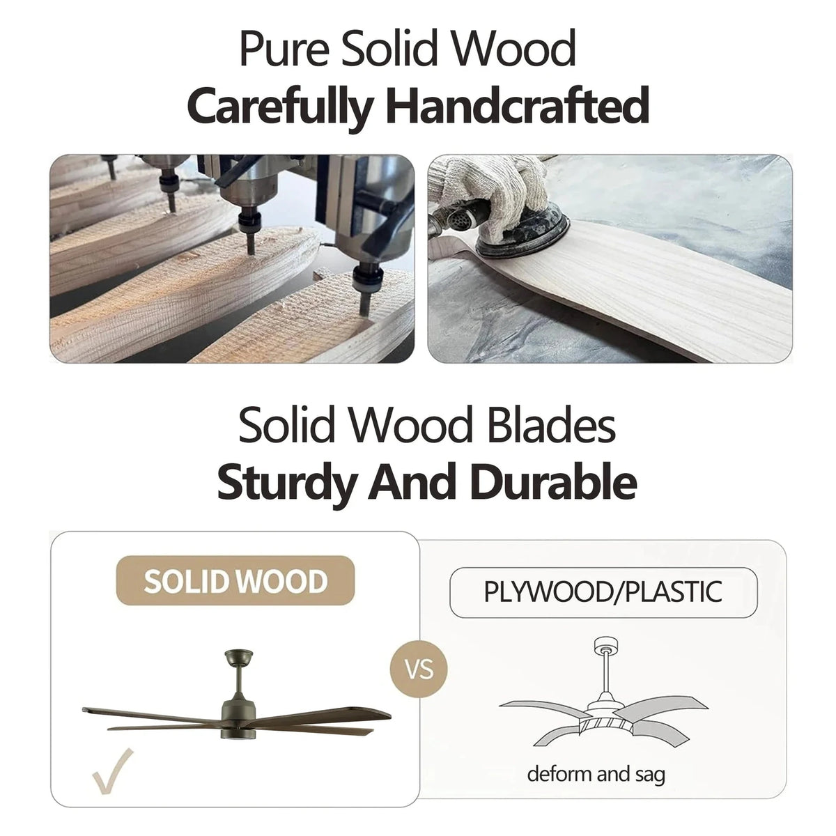 Dark Streamline Ceiling Fan Light in walnut for Living Room by AUVIELIGHT