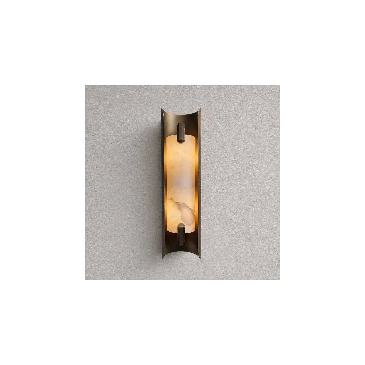 DecoColumn Architectural Stone Wall Light by AUVIELIGHT, L 4.7″ × H 23.7″ / Antique Bronze & White Alabaster