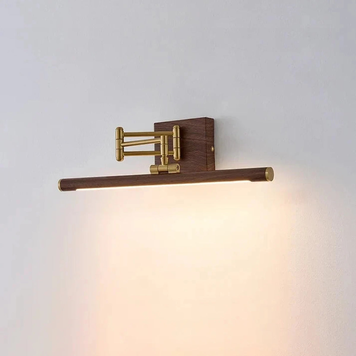 Display Linear Lamp in brass for Living Room by AUVIELIGHT, L 75cm x W 25cm x H 12cm / L 29.5″ x W 9.8″ x H 4.7″ / Walnut color