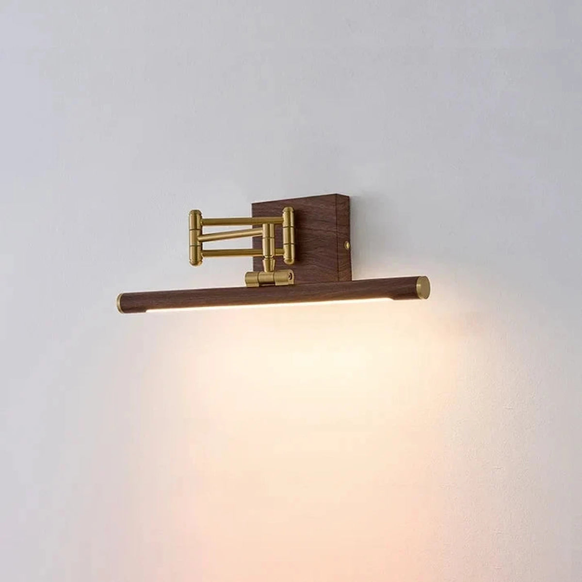 Display Linear Lamp in brass for Living Room by AUVIELIGHT, L 40cm x W 25cm x H 12cm / L 15.7″ x W 9.8″ x H 4.7″ / Walnut color