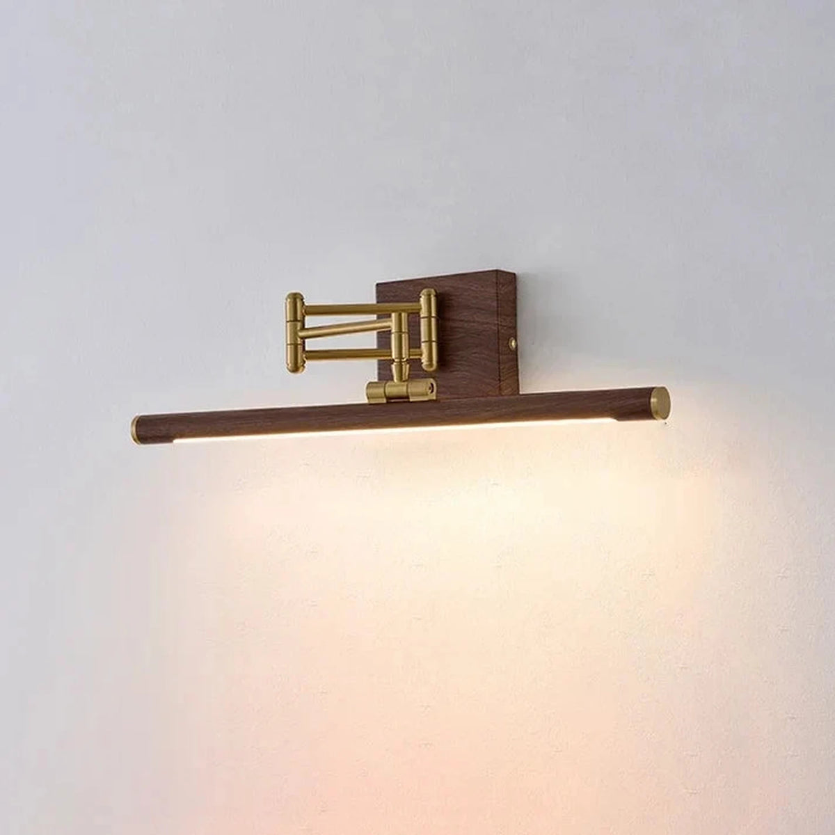Display Linear Lamp in brass for Living Room by AUVIELIGHT, L 60cm x W 25cm x H 12cm / L 23.6″ x W 9.8″ x H 4.7″ / Walnut color