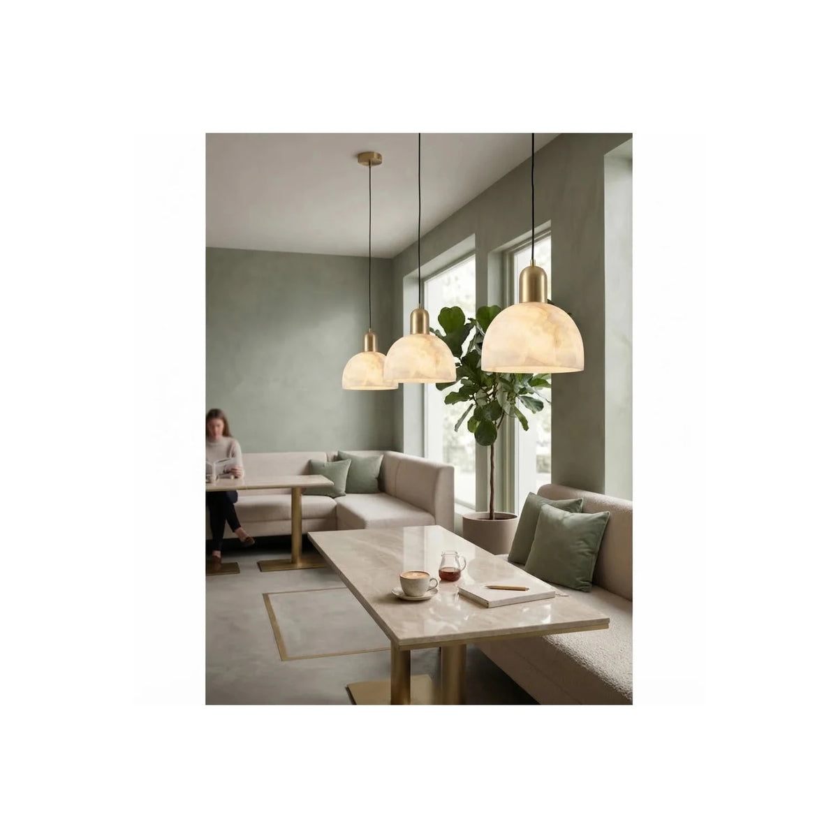 Dome Alabaster Pendant Light by AUVIELIGHT