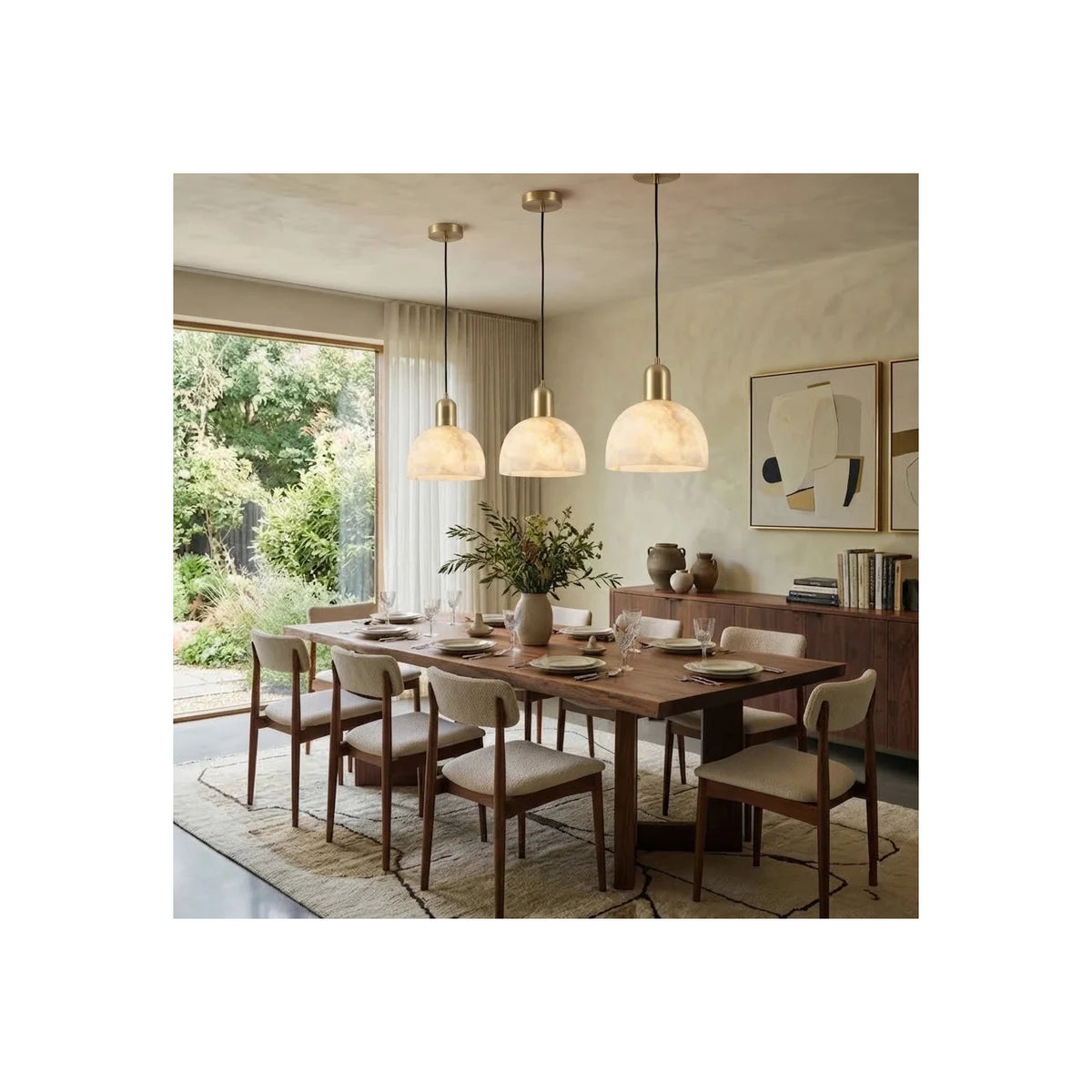 Dome Alabaster Pendant Light by AUVIELIGHT
