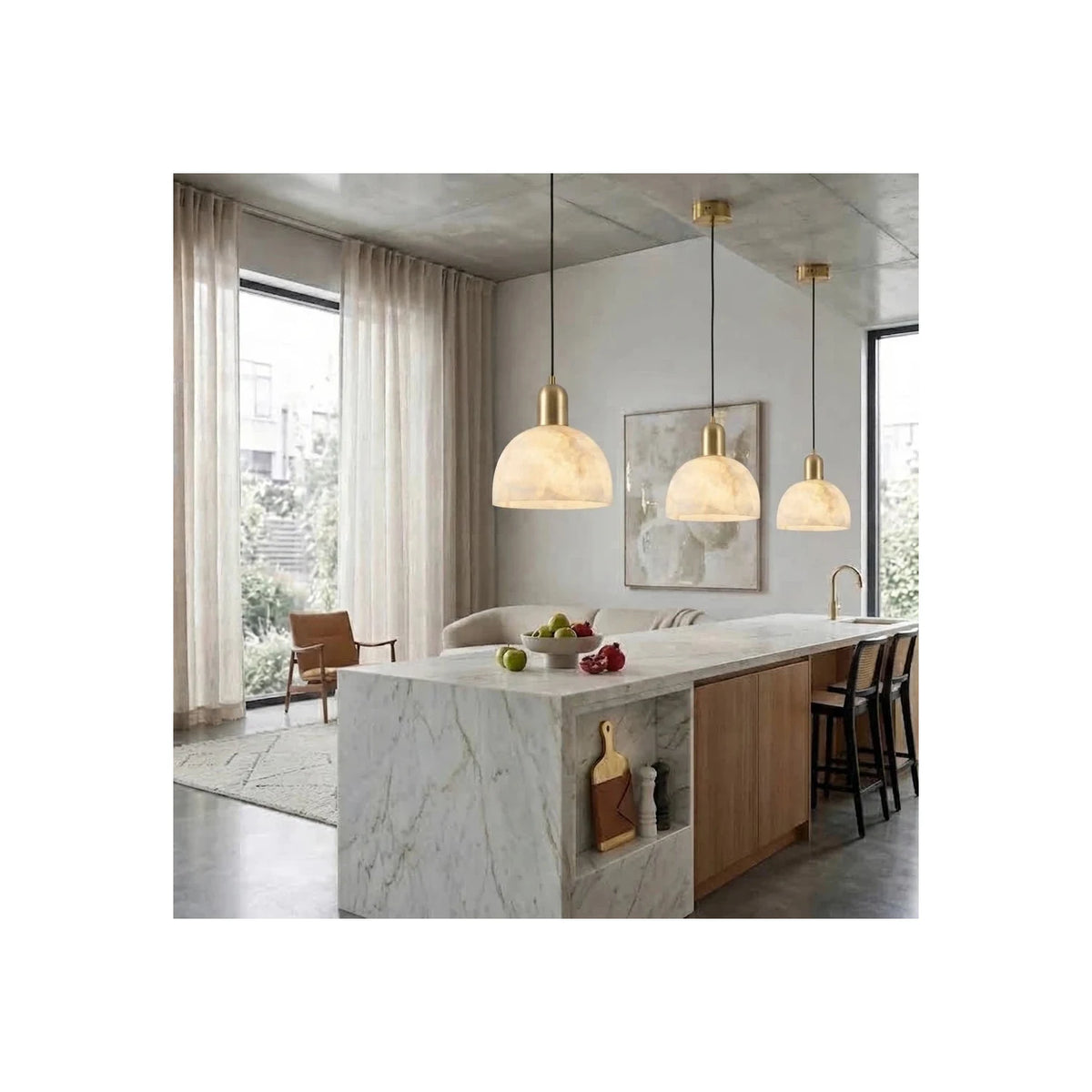 Dome Alabaster Pendant Light by AUVIELIGHT
