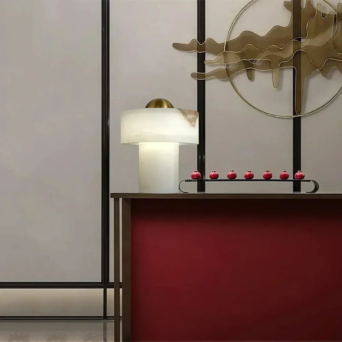 Dome Table Lamp in alabaster for Living Room light fixture by AUVIELIGHT