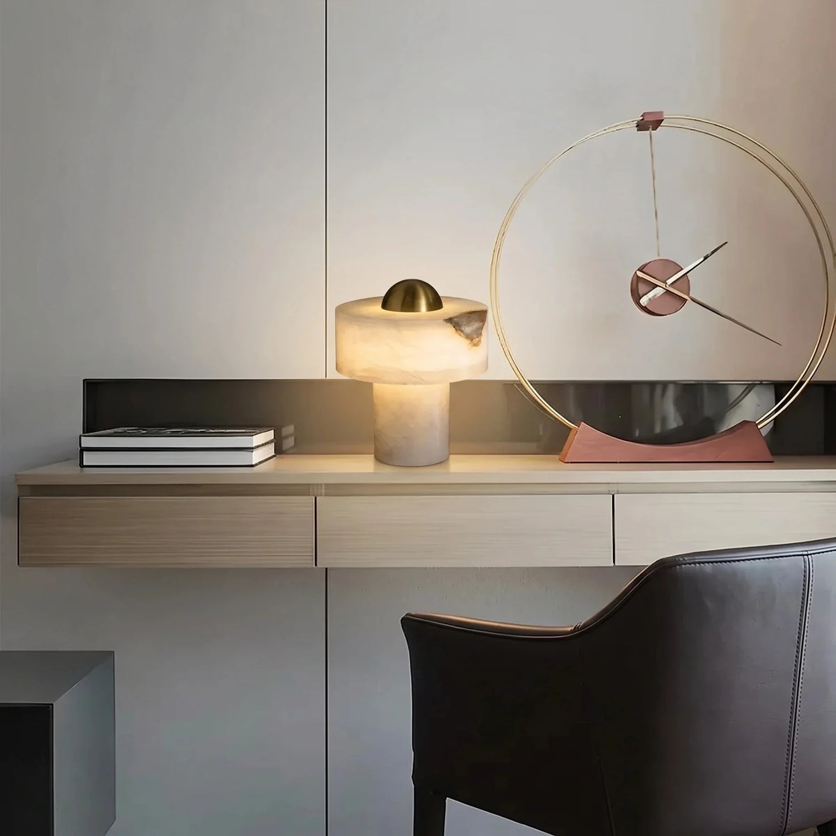 Dome Table Lamp in alabaster for Living Room light fixture by AUVIELIGHT