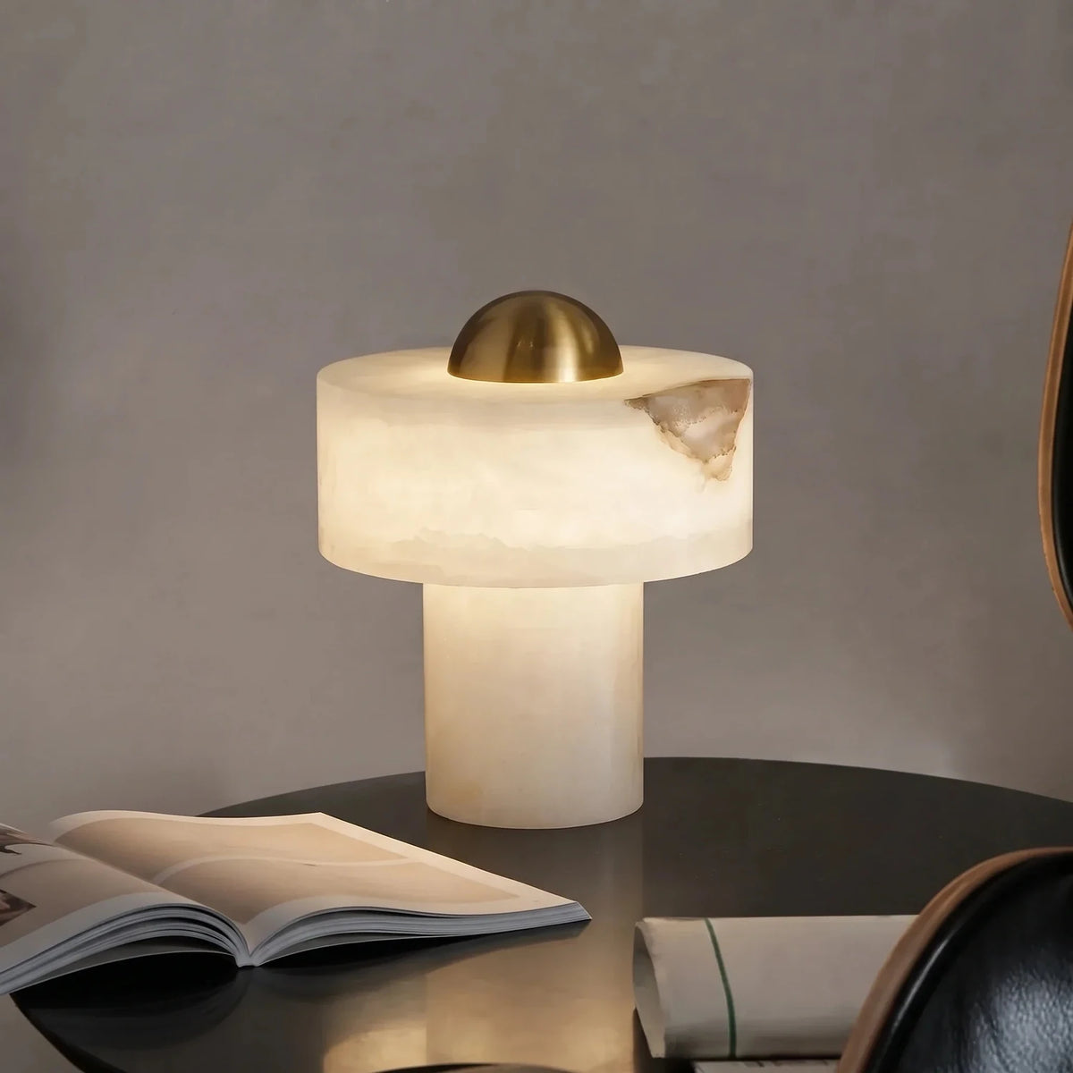 Dome Table Lamp in alabaster for Living Room light fixture by AUVIELIGHT