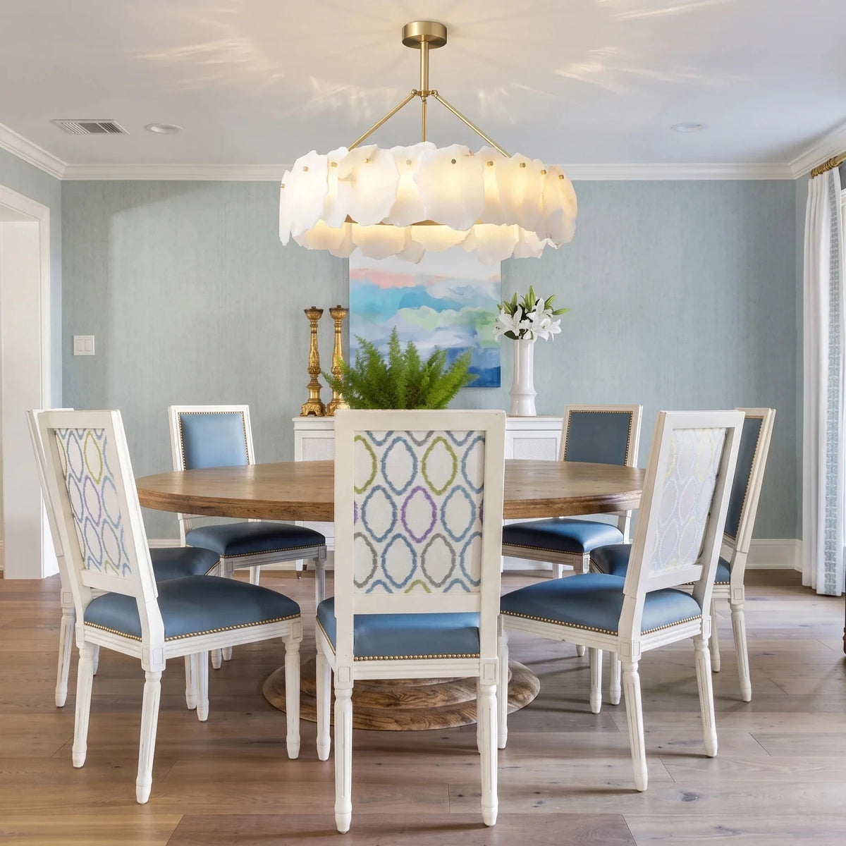 Drum Chandelier in alabaster for Dining Room light fixture by AUVIELIGHT
