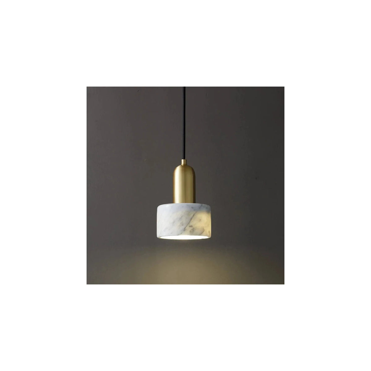 Drumo Alabaster Pendant Light by AUVIELIGHT, ∅ 6″ x H 6.3″ / Brass & White