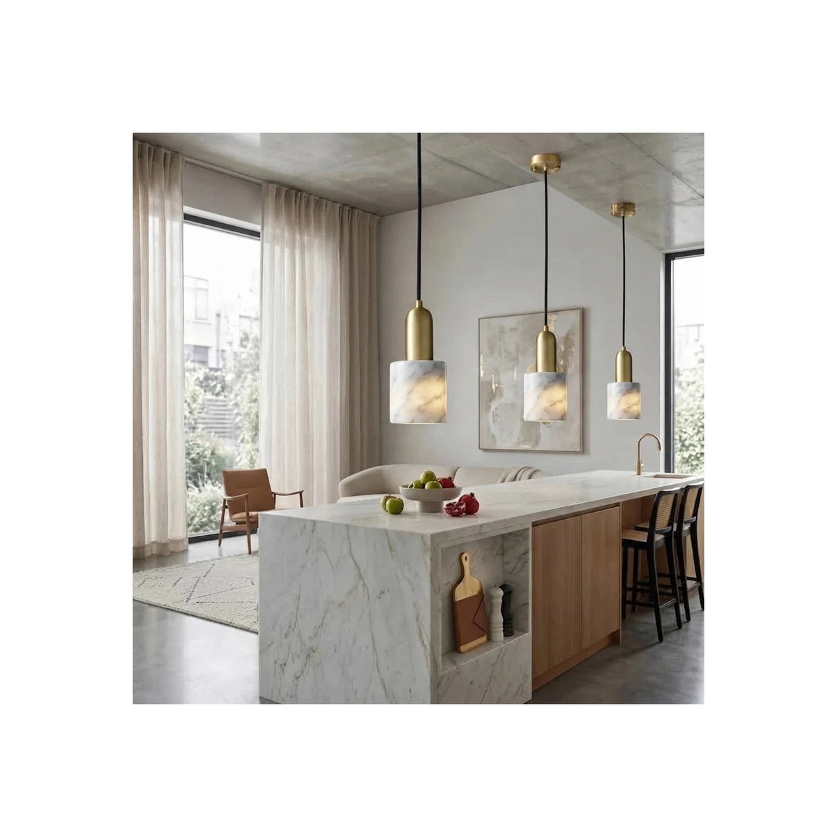 Drumo Alabaster Pendant Light by AUVIELIGHT