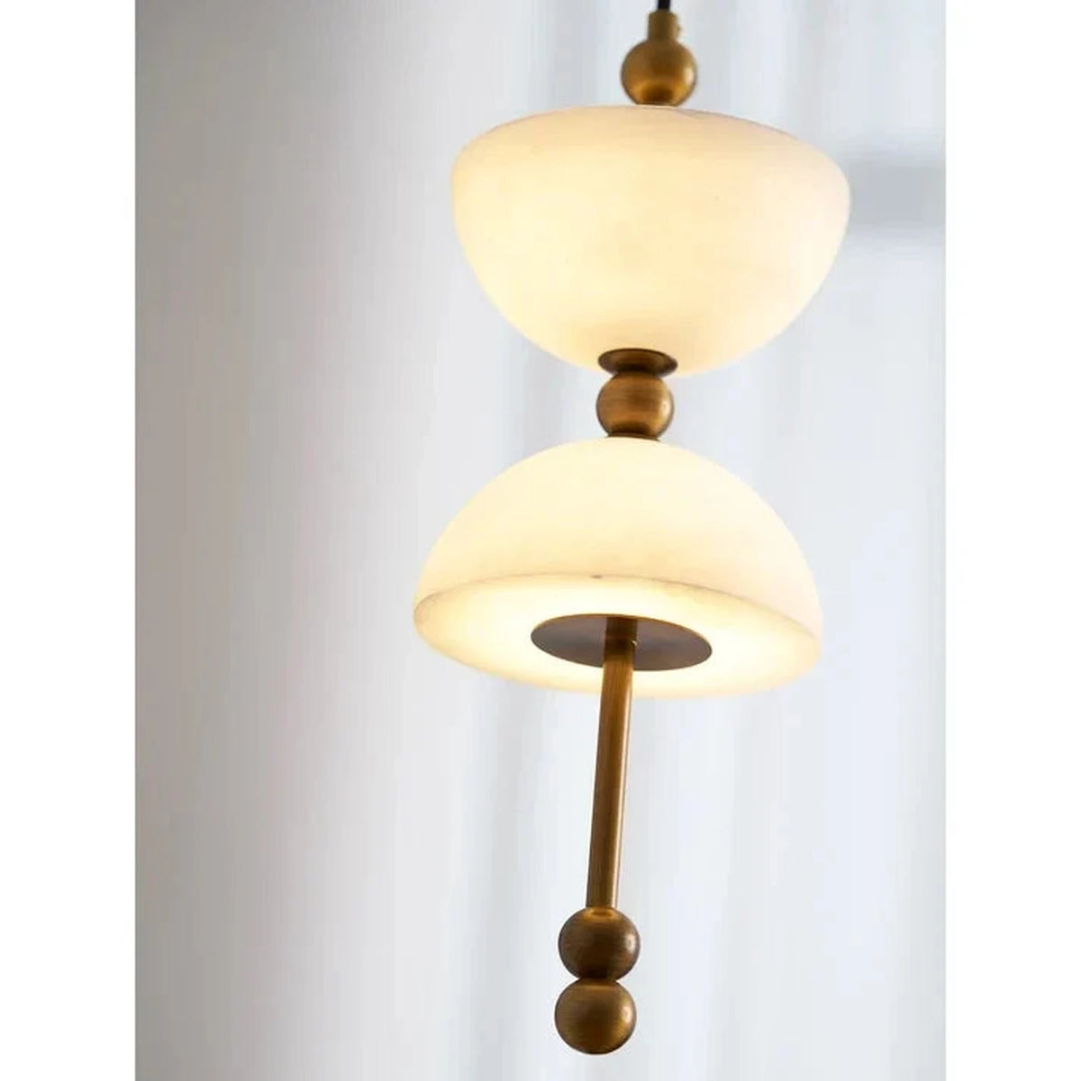 Dual Hemisphere Pendant Light in alabaster for Kitchen Island by AUVIELIGHT