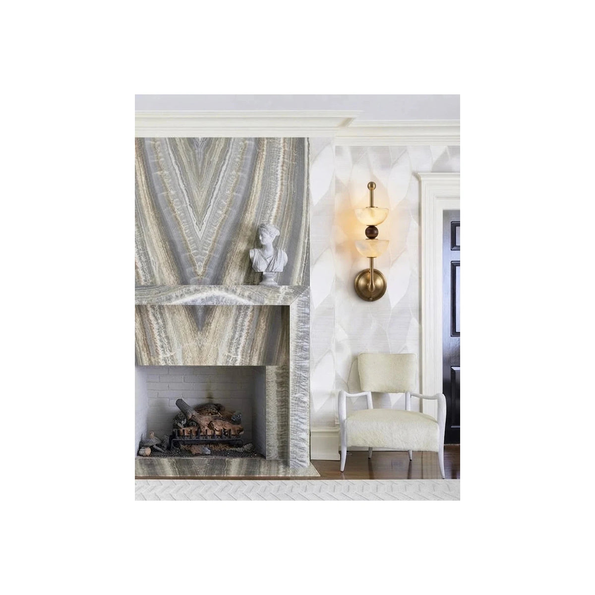 Duet Alabaster Dual-Bowl Wall Sconce light fixture by AUVIELIGHT