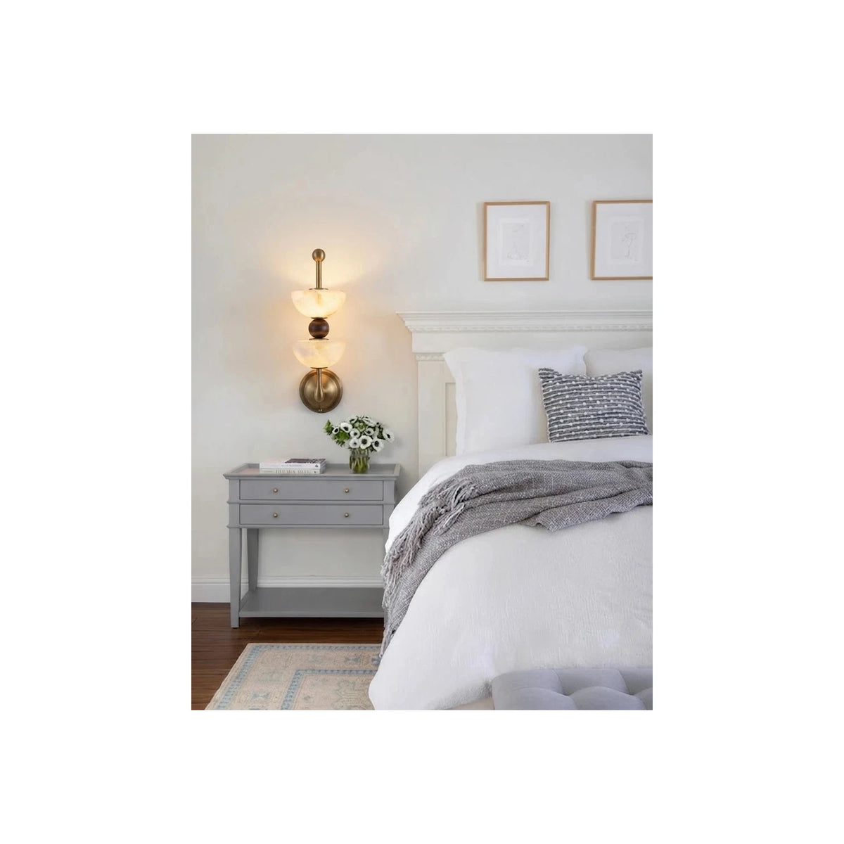 Duet Alabaster Dual-Bowl Wall Sconce light fixture by AUVIELIGHT