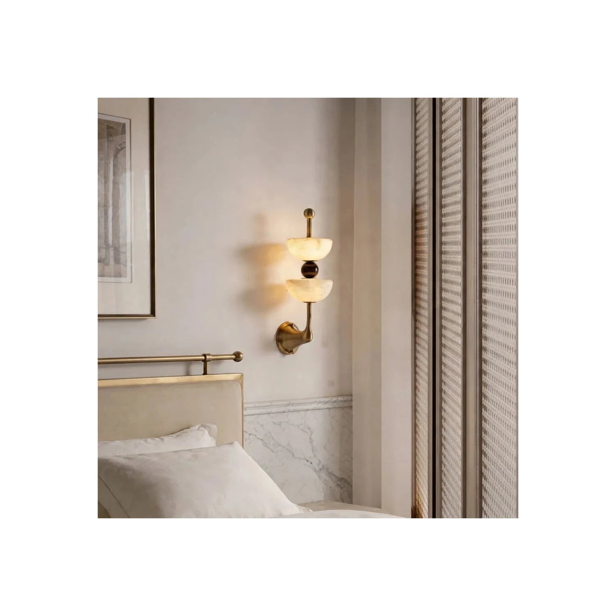 Duet Alabaster Dual-Bowl Wall Sconce light fixture by AUVIELIGHT