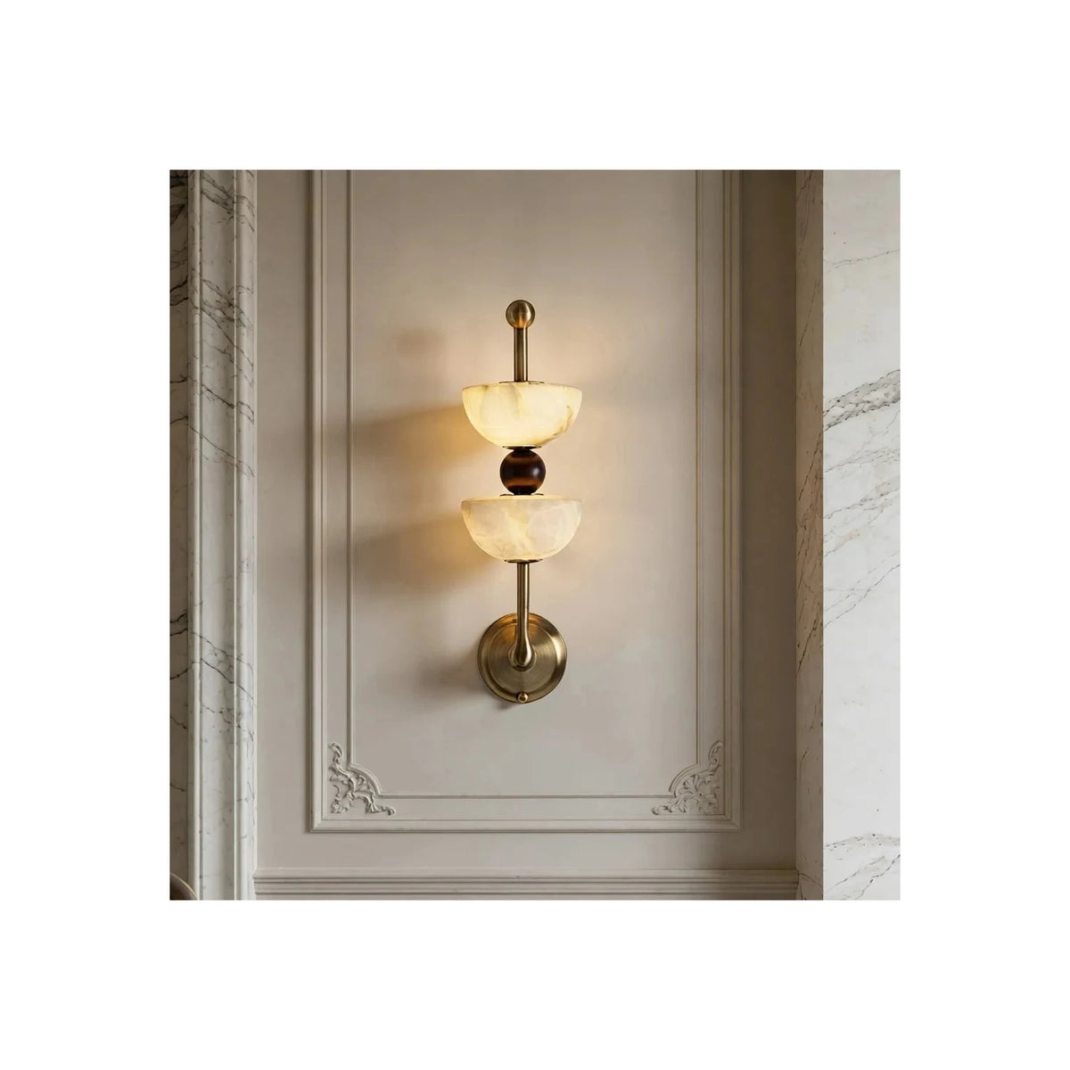 Duet Alabaster Dual-Bowl Wall Sconce light fixture by AUVIELIGHT