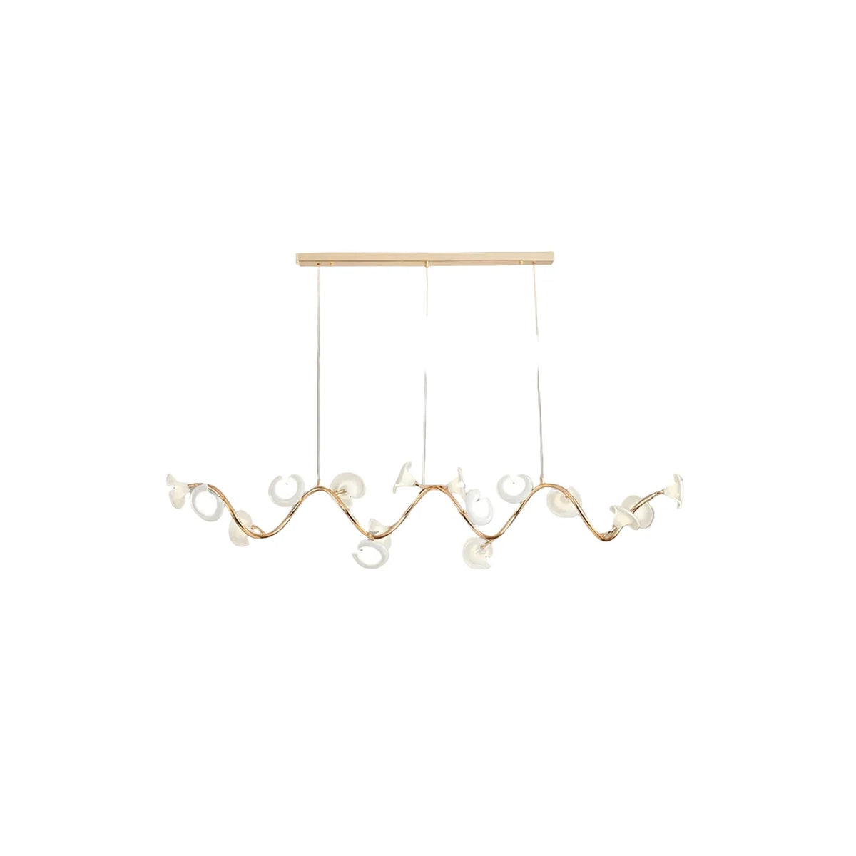 Elegant Brass S-Curved Glass Lily Pad Island Fixture light fixture by AUVIELIGHT