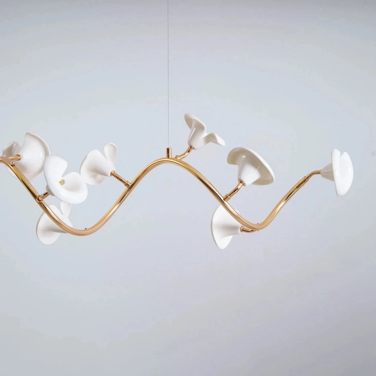 Elegant Brass S-Curved Glass Lily Pad Island Fixture light fixture by AUVIELIGHT