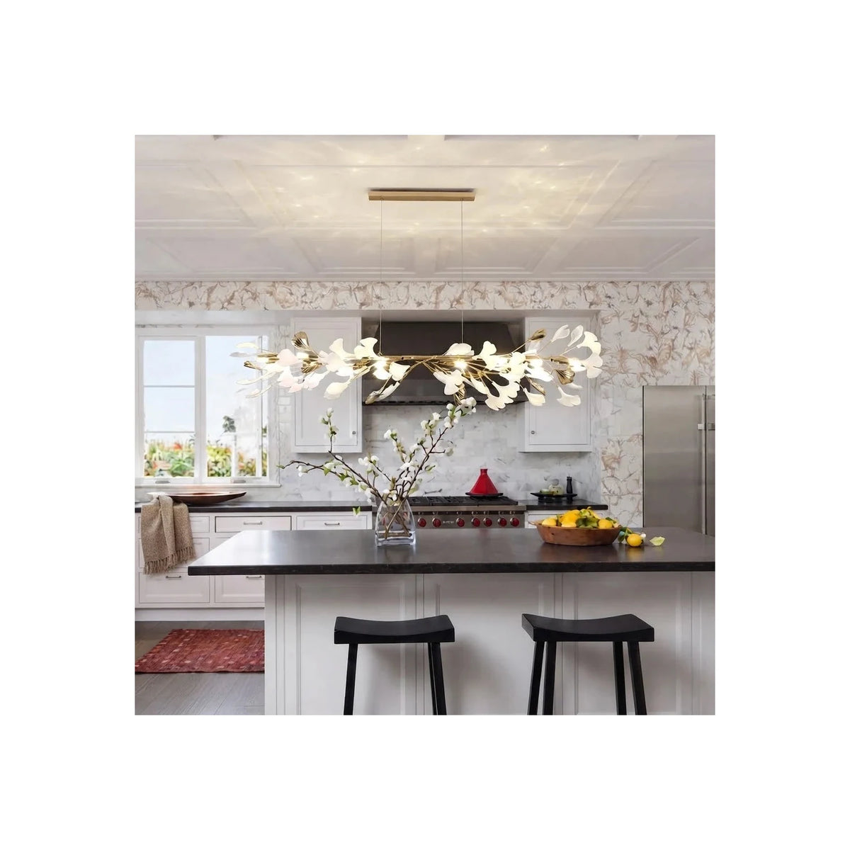Elegant Brass Symmetrical Winged Leaf Chandelier light fixture by AUVIELIGHT
