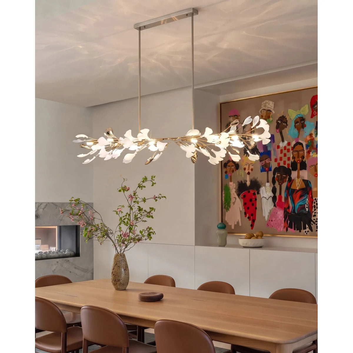 Elegant Brass Symmetrical Winged Leaf Chandelier light fixture by AUVIELIGHT