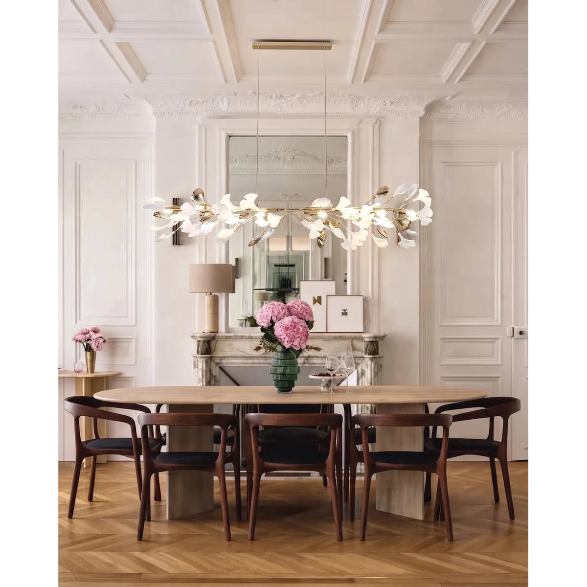 Elegant Brass Symmetrical Winged Leaf Chandelier light fixture by AUVIELIGHT
