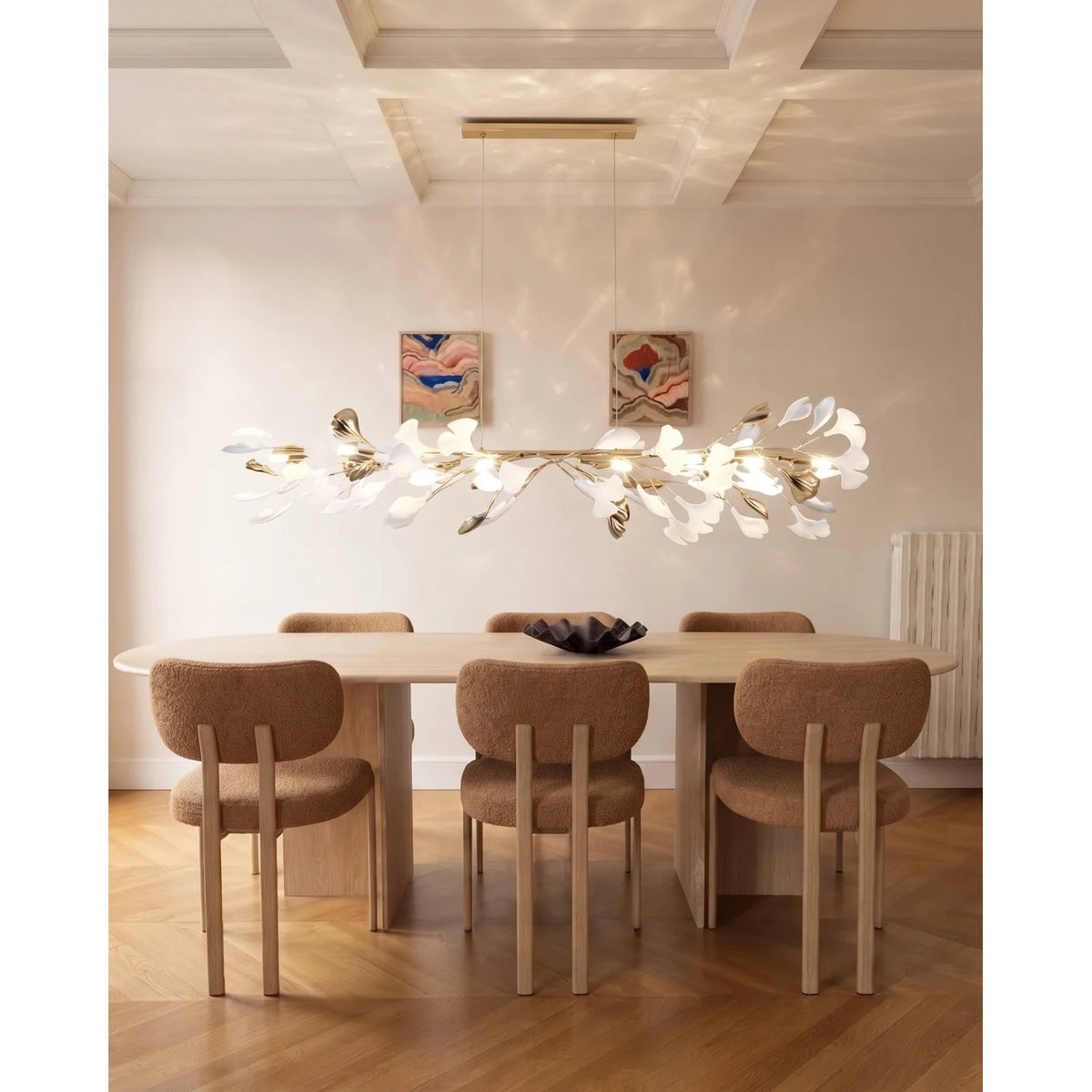 Elegant Brass Symmetrical Winged Leaf Chandelier light fixture by AUVIELIGHT