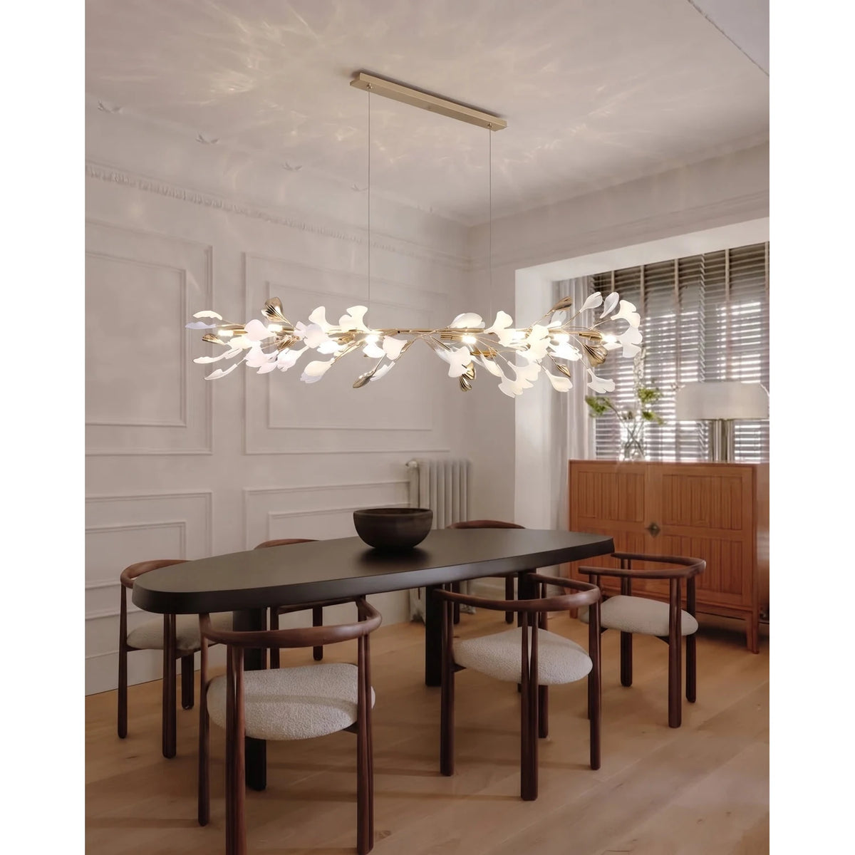Elegant Brass Symmetrical Winged Leaf Chandelier light fixture by AUVIELIGHT