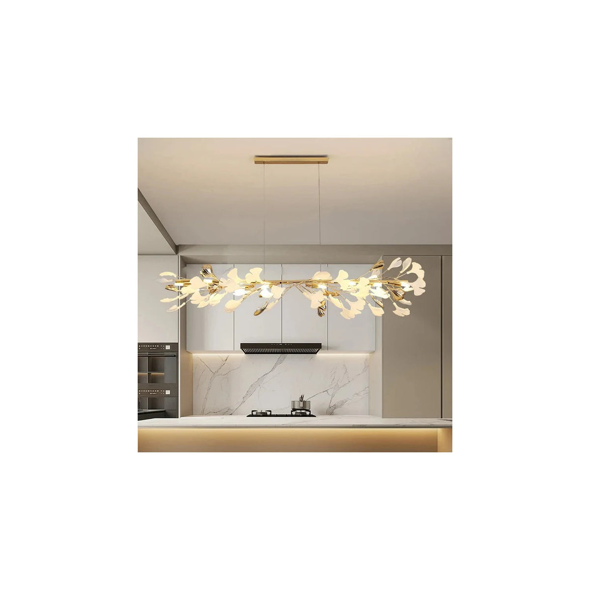 Elegant Brass Symmetrical Winged Leaf Chandelier light fixture by AUVIELIGHT