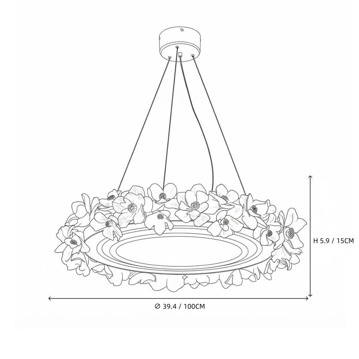 Elegant Circular Floral Wreath Hanging Ceiling Fixture for Foyer light fixture by AUVIELIGHT