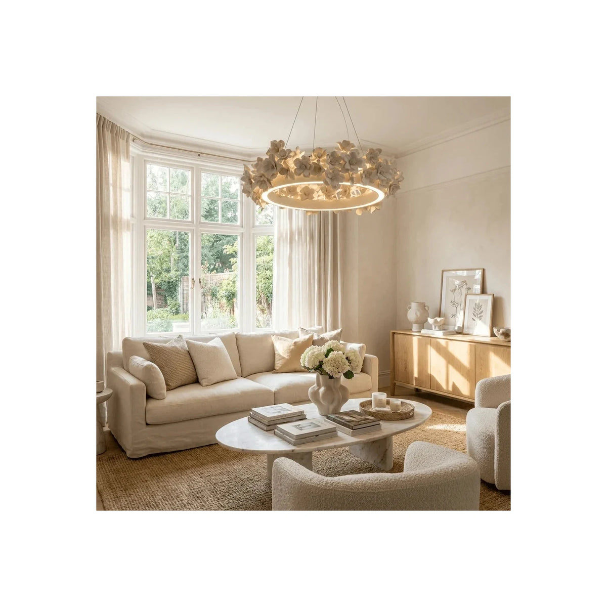 Elegant Circular Floral Wreath Hanging Ceiling Fixture for Foyer light fixture by AUVIELIGHT