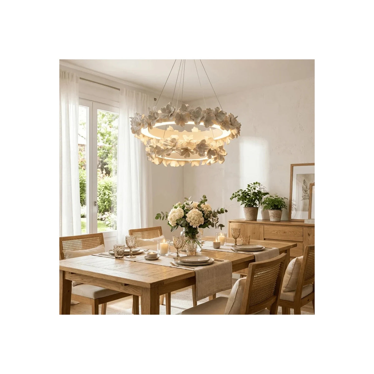 Elegant Circular Floral Wreath Hanging Ceiling Fixture for Foyer light fixture by AUVIELIGHT