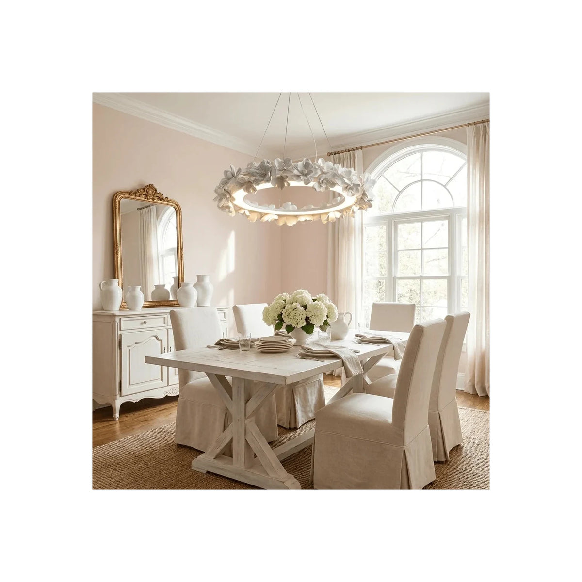 Elegant Circular Floral Wreath Hanging Ceiling Fixture for Foyer light fixture by AUVIELIGHT