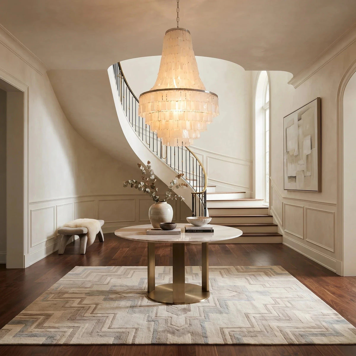 Empire Capiz Shell Chandelier for Dining Room light fixture by AUVIELIGHT