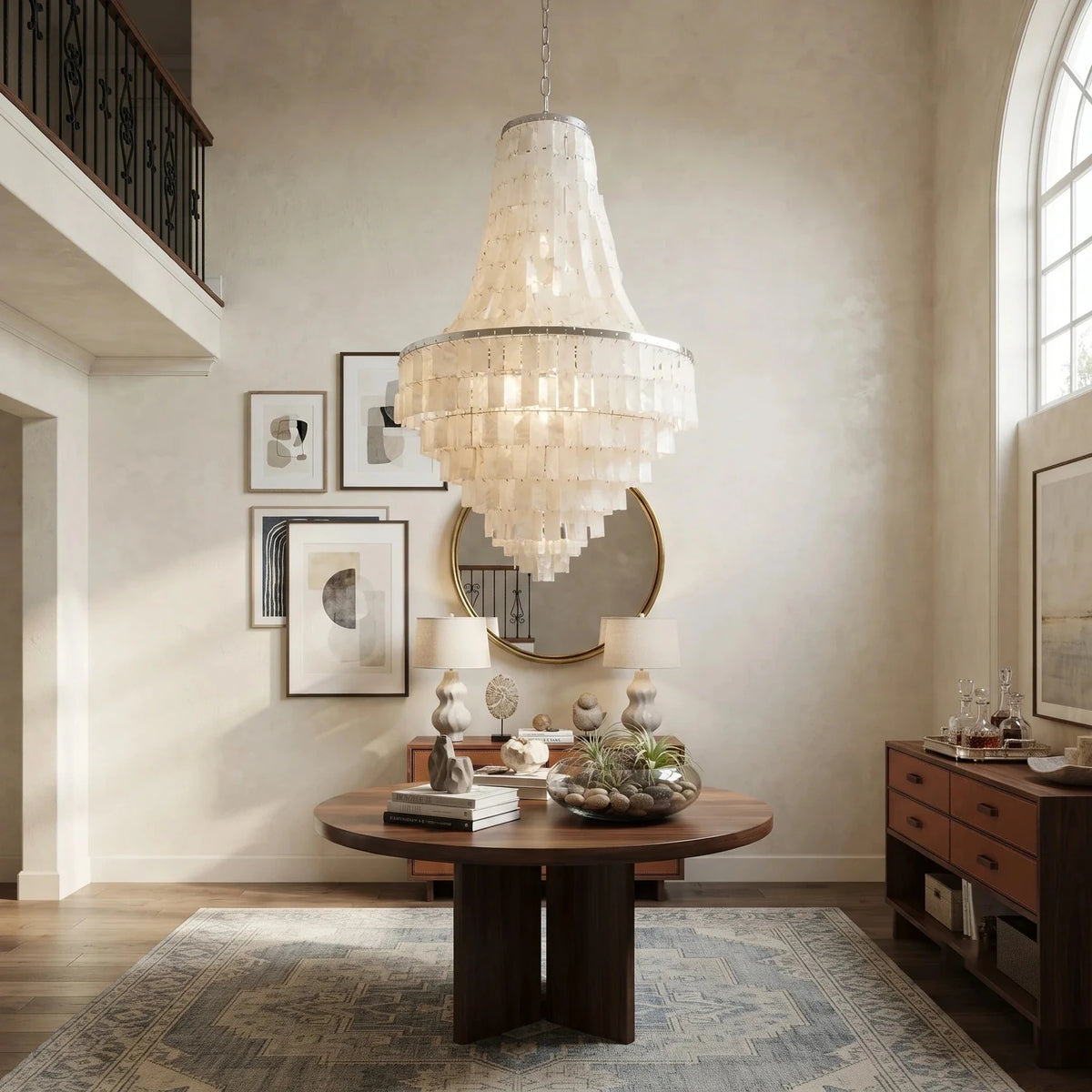 Empire Capiz Shell Chandelier for Dining Room light fixture by AUVIELIGHT