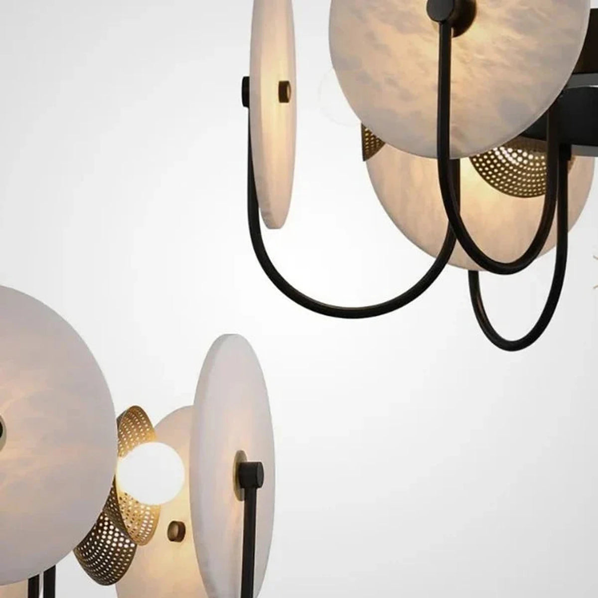 Exposed Bulbs Disc Chandelier in alabaster for Dining Room by AUVIELIGHT