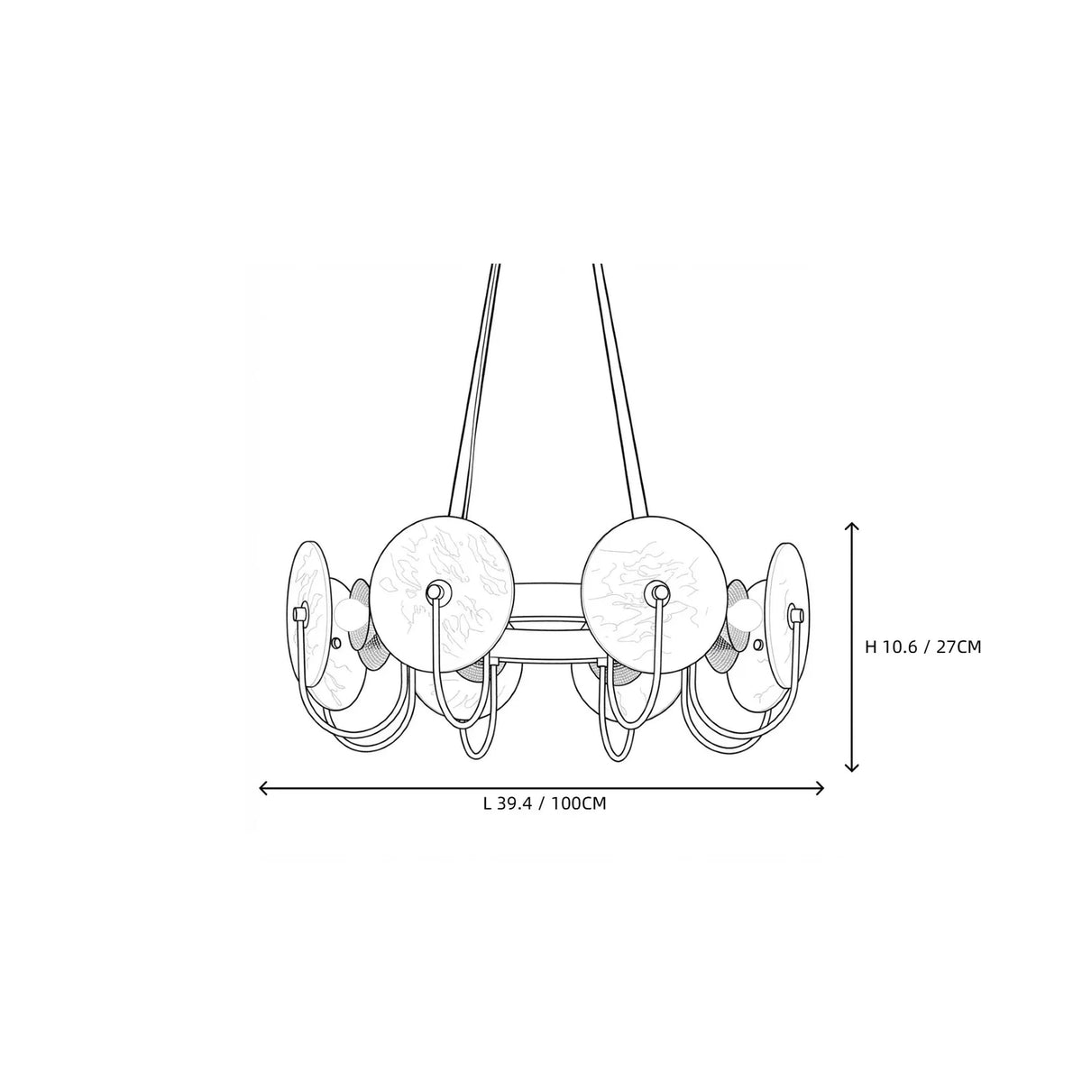 Exposed Bulbs Disc Chandelier in alabaster for Dining Room by AUVIELIGHT