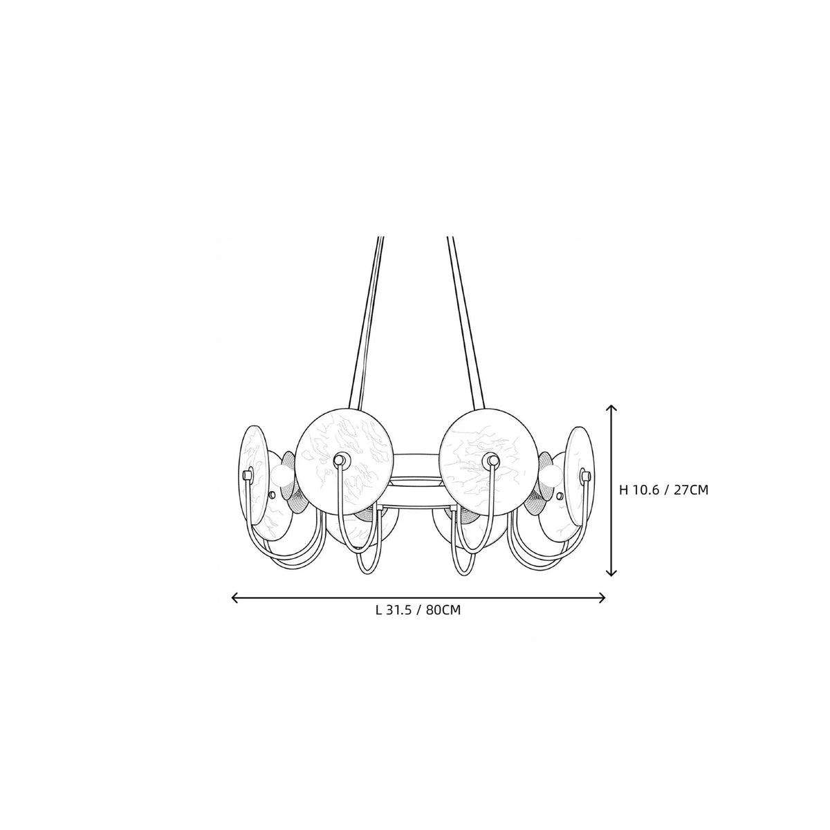 Exposed Bulbs Disc Chandelier in alabaster for Dining Room by AUVIELIGHT