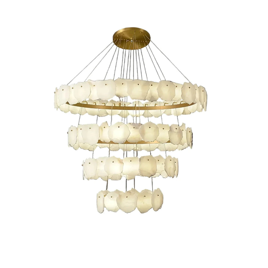 Flake Round Chandelier in alabaster for Dining Room light fixture by AUVIELIGHT