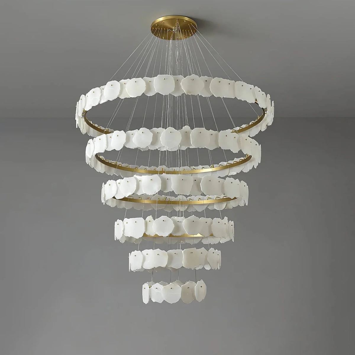 Flake Round Chandelier in alabaster for Dining Room light fixture by AUVIELIGHT