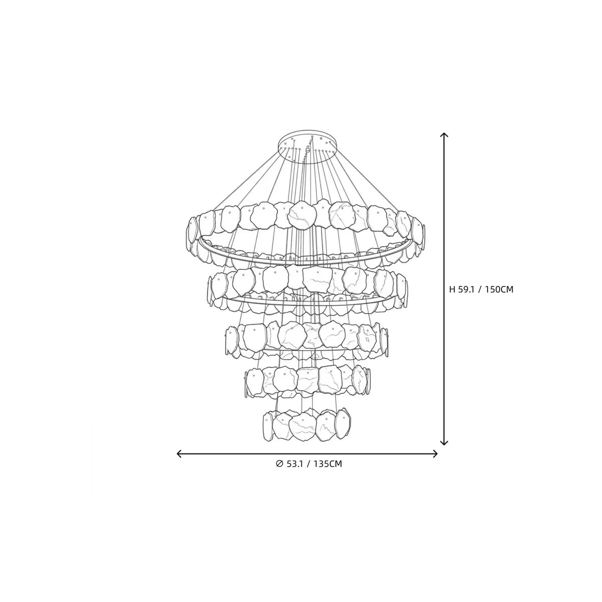 Flake Round Chandelier in alabaster for Dining Room light fixture by AUVIELIGHT