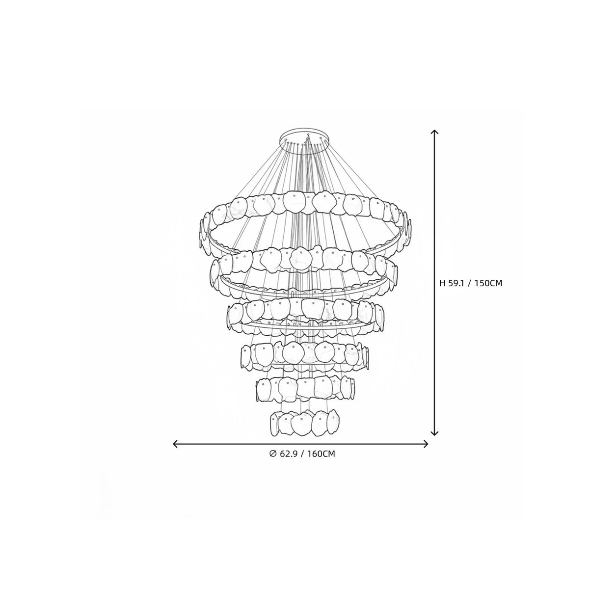 Flake Round Chandelier in alabaster for Dining Room light fixture by AUVIELIGHT